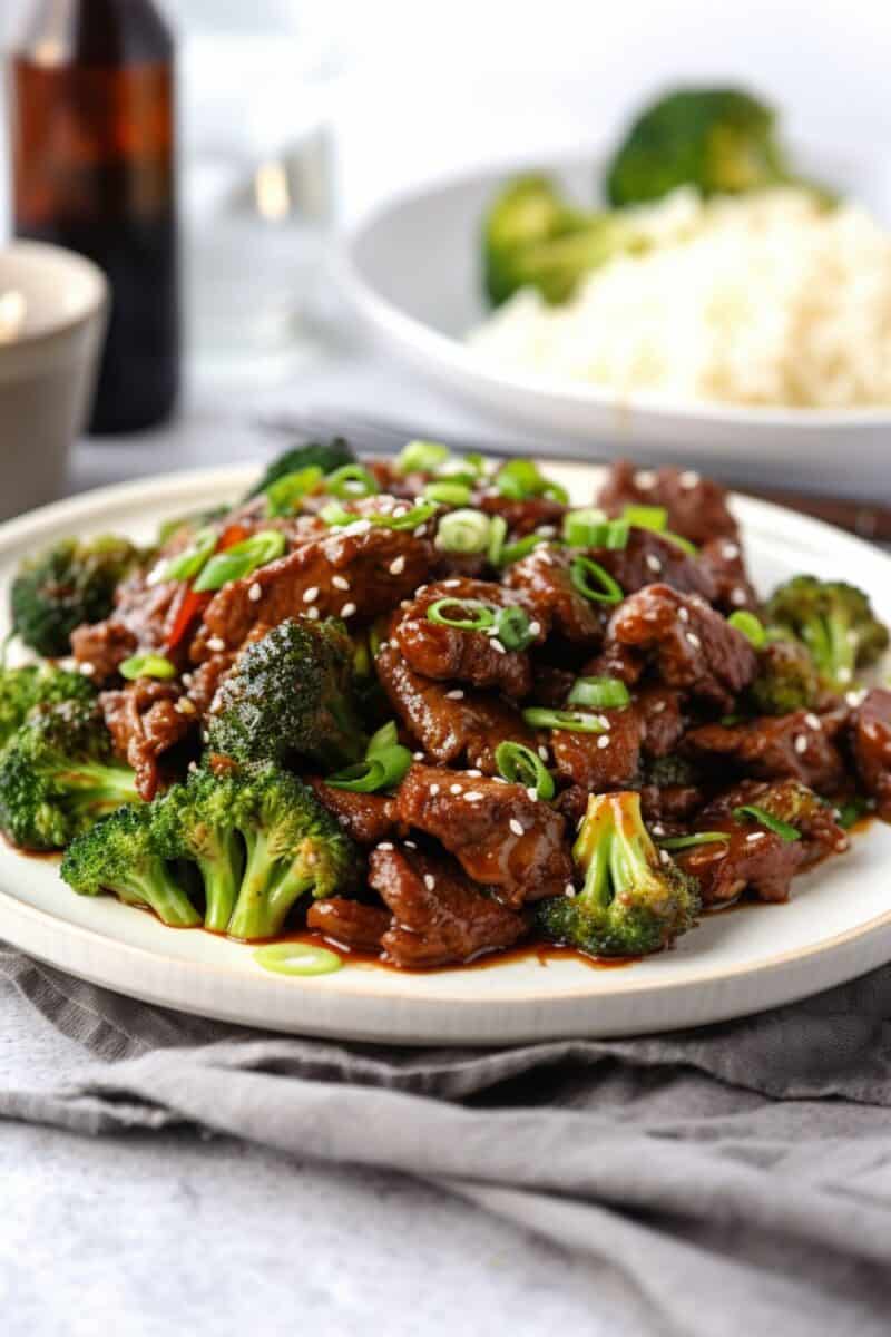 A perfectly cooked keto beef and broccoli stir-fry.