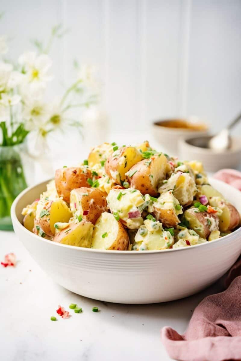 Southern Potato Salad, a perfect side dish embodying rich, traditional southern-style flavors and ingredients.