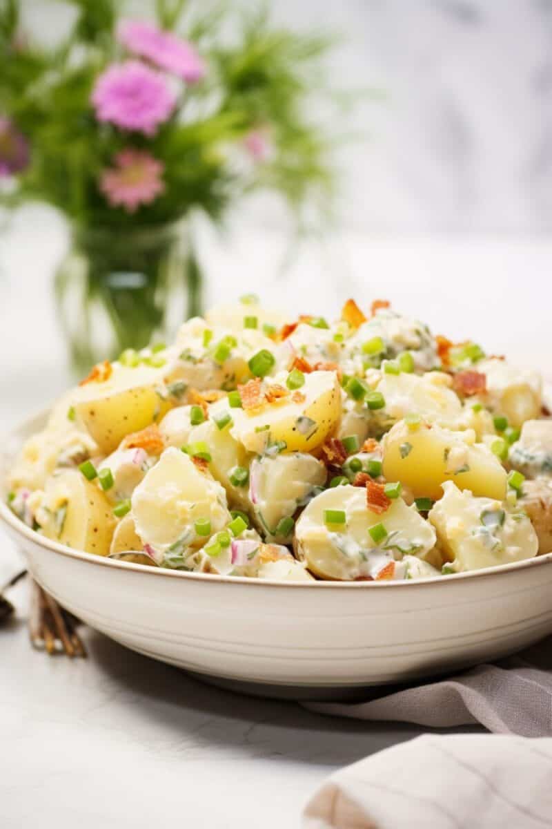 Hearty Southern Potato Salad, embodying the richness and warmth of southern-style cuisine.