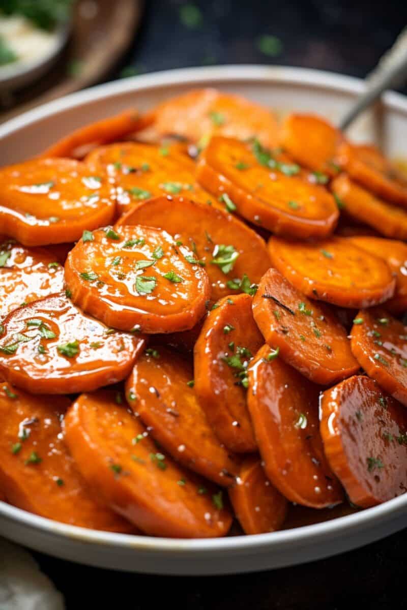 Golden-brown Ranch Roasted Carrots sprinkled with fresh parsley.