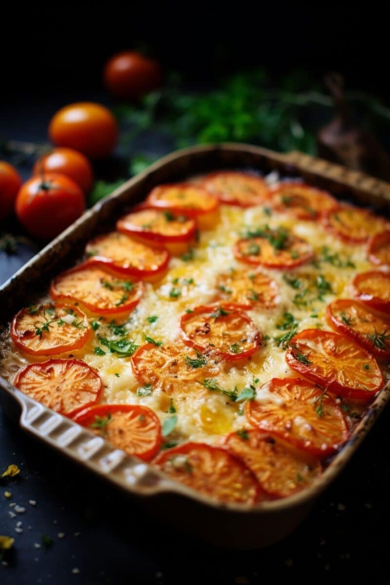 Vegetarian side dishes. Tomatoes gratin.