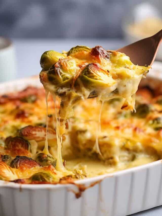 Brussels Sprout Cheesy garlic Bake