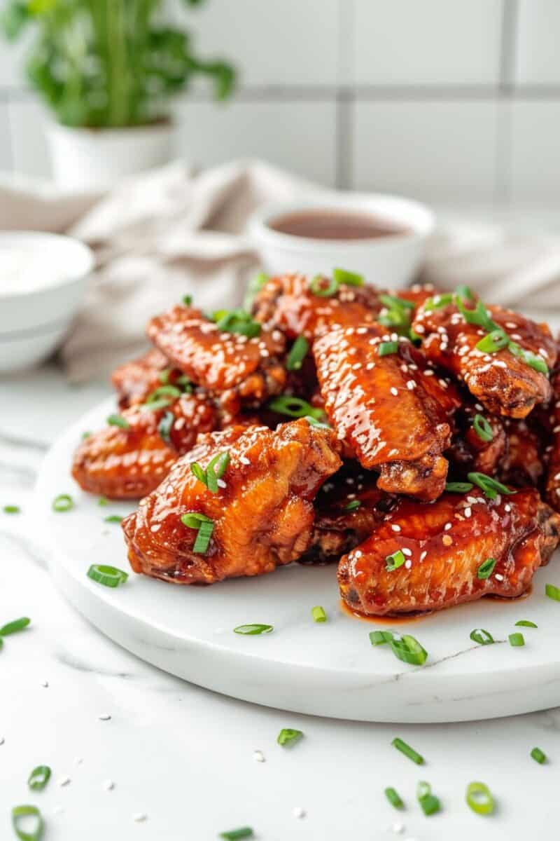 Tempting Asian Chicken Wings with a mouthwatering glaze, ready to satisfy your cravings.