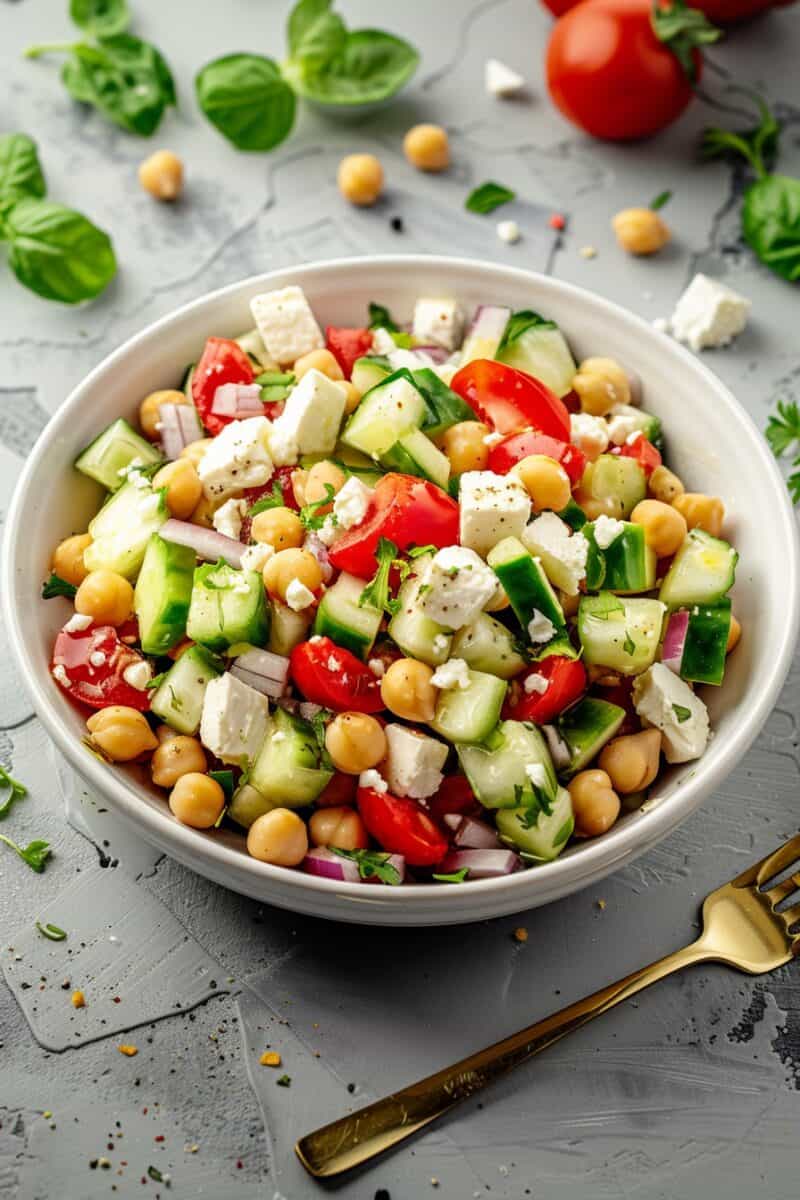 Bright and fresh Greek Chickpea Salad, perfect for a healthy meal.