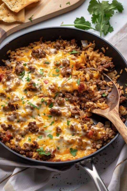 Ground Beef and Rice Skillet Dinner - BeCentsational