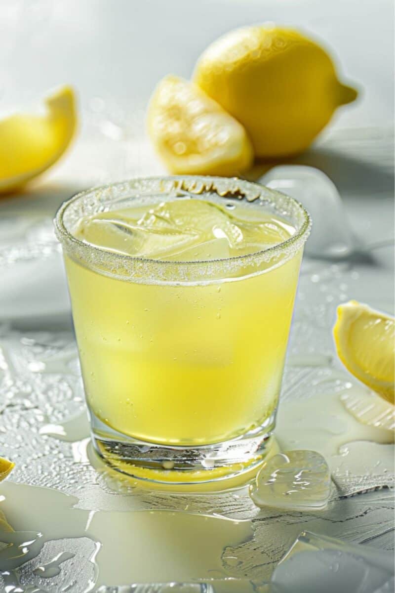 Chilled glass of Refreshing Limoncello Cocktail with vibrant lemon garnish, embodying a fusion of tangy Limoncello and sparkling bubbles, perfect for a summer refreshment.