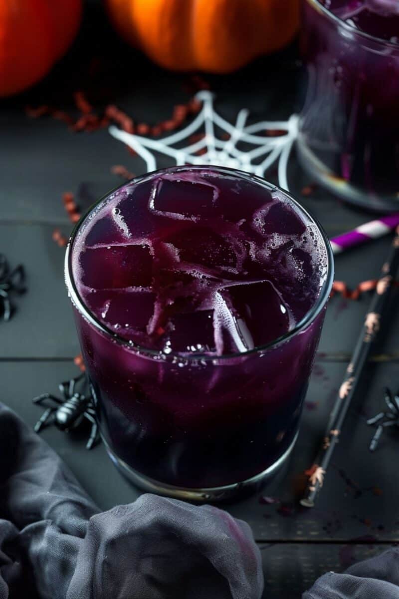 A mysterious Witch's Potion, a captivating and magical drink concocted to bewitch taste buds at your Halloween soiree.