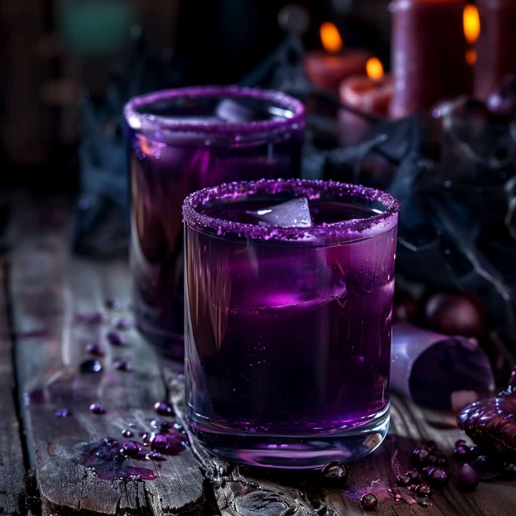 A tantalizing Witches Brew, a festive and colorful Halloween cocktail, perfect for enchanting your ghostly gathering guests.